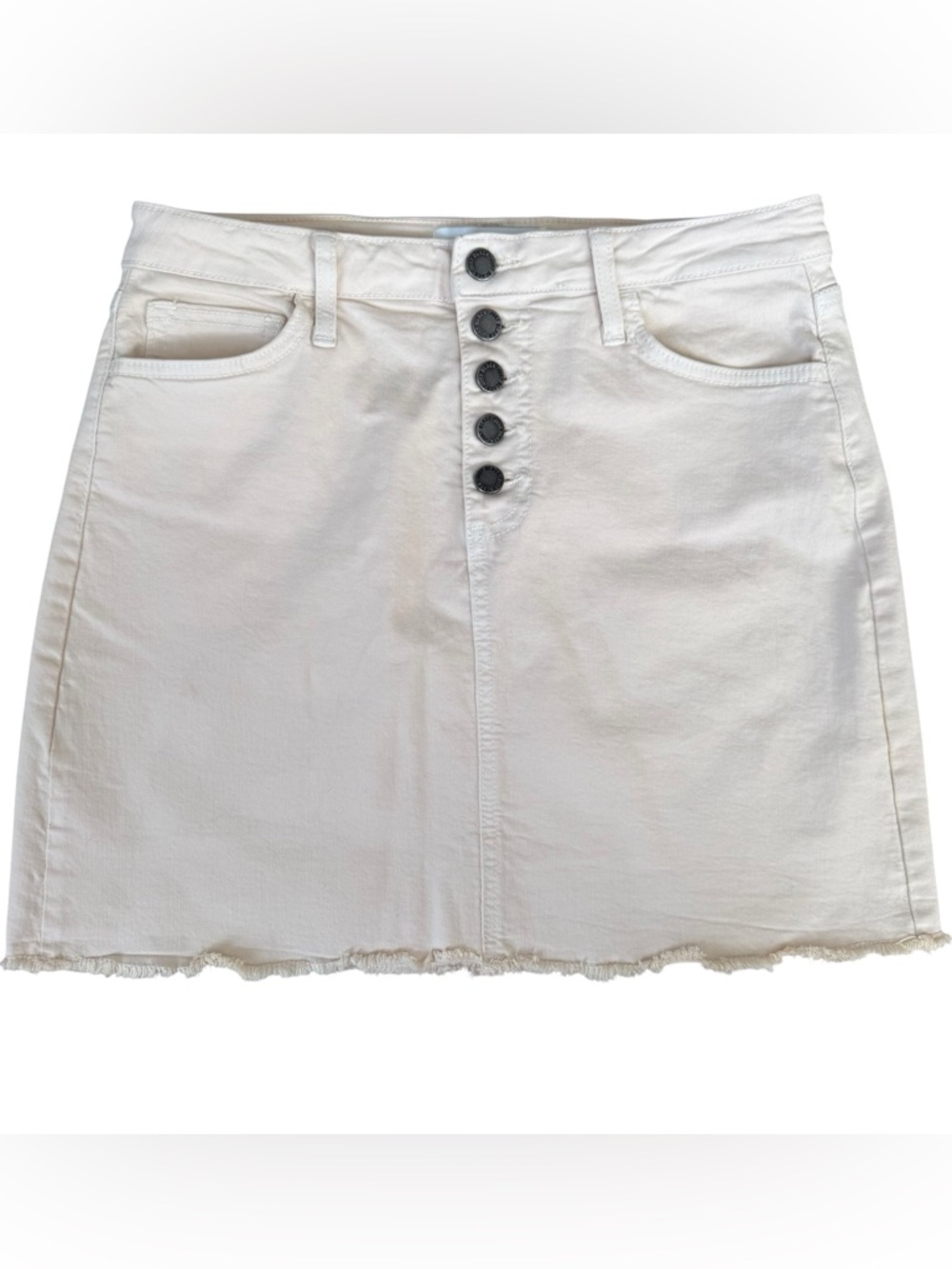 Just Black Button-Front Denim Mini Skirt Off-White